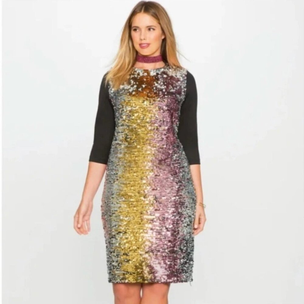 Eloquii Multicolor Sequin Party Dress Size 28